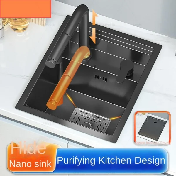 Hidden Bar Sink Stainless Steel Kitchen Sink Apartment Small Single Slot Touring Car Dishwashing Sink With Cover Plat Wash Basin