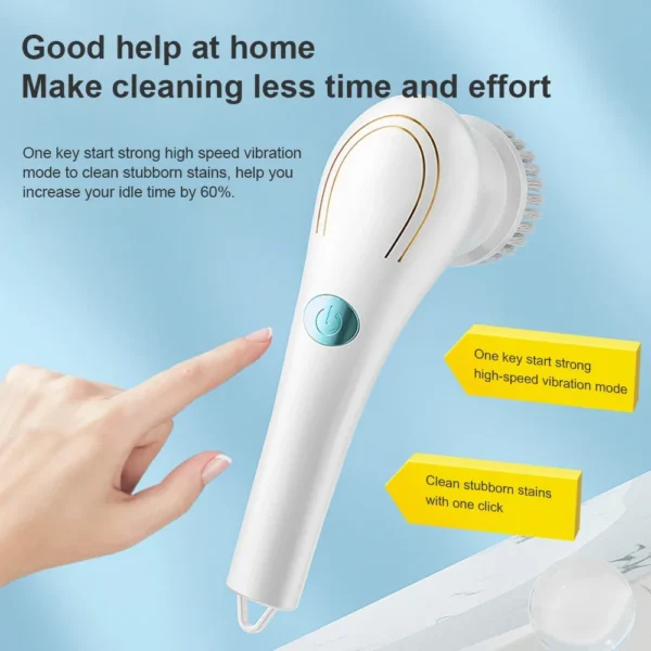 Multifunctional Electric Cleaning Brush, 5 in 1, Bathroom Wash, Kitchen Dryer, Dishwashing Tool, Bathtub - Image 4