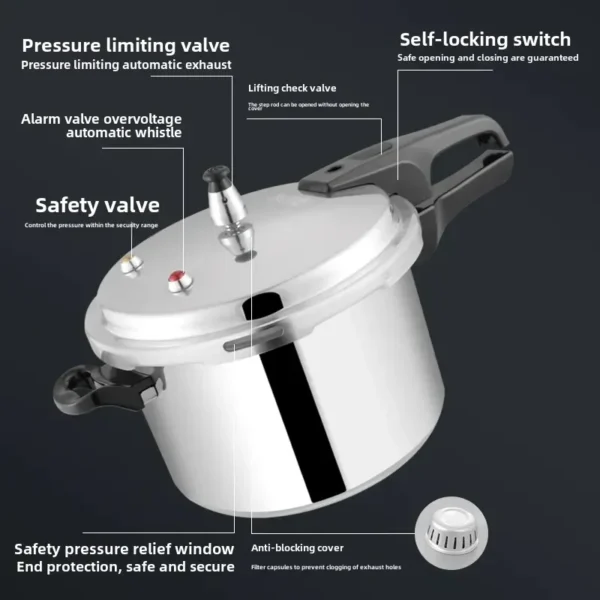 Kitchen Pressure Cooker Cookware Soup Meats pot 18/20/22cm Gas Stove/Open Fire Pressure Cooker Outdoor Camping Cook Tool Steamer - Image 3