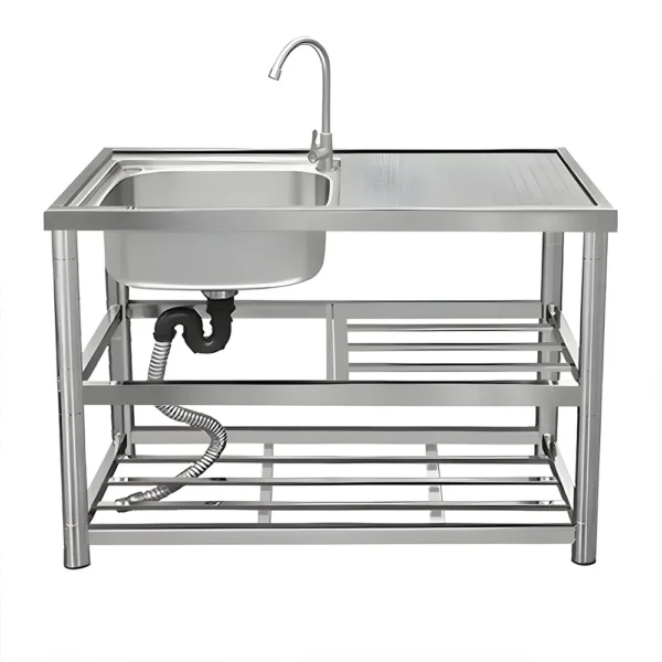 Stainless Steel Kitchen Gadgets Freestanding Outdoor Deep Commercial Sink Large Kitchen Garden Sink with Faucet Three packages - Image 6