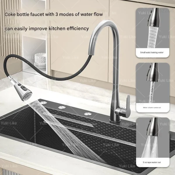Stainless Steel Kitchen Sink Embossed Extra Large Single Slot Multifunctional Dishwashing Sinks Wash Basin - Image 4