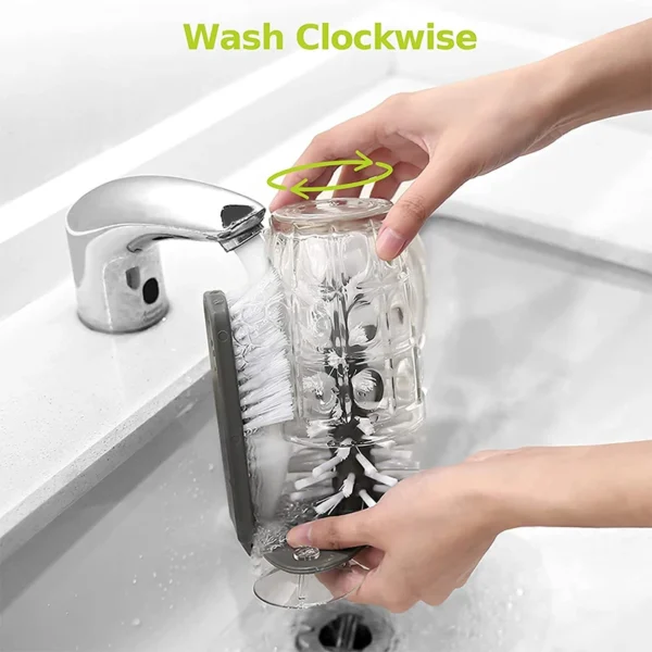 LMETJMA Water Bottle Cleaning Brush Glass Cup Washer with Suction Base Kitchen Sink Beer Glass Long Leg Cup Cleaning Brush JT113 - Image 6