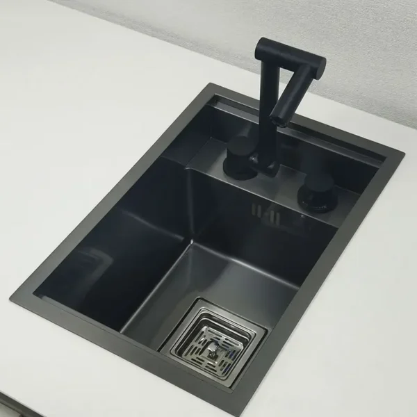 Hidden Black Kitchen Sink Single Bowl Bar Small Size Sink Stainless Steel Balcony Sink Concealed Black Kitchen - Image 3