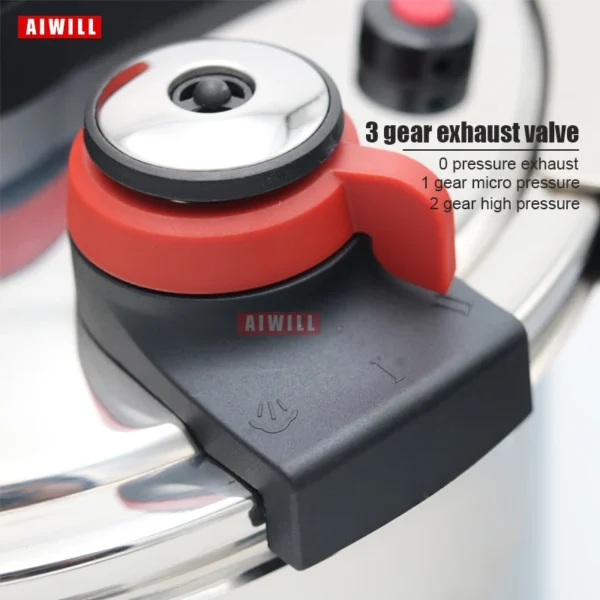 AIWILL 2L/6L/8L 3Gear Pressure Cooker 304 Stainless Steel Multifunctional Pressure-Limited Explosion-proof Quickly Cooking - Image 3