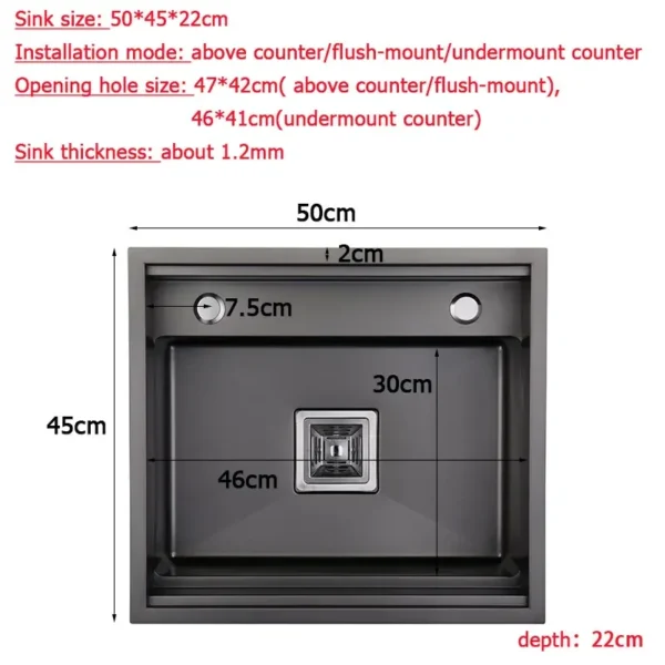 Hidden Black Kitchen Sink Bowl Bar Stainless Steel Balcony Sink Concealed Black Bar Sink with Clean Water Tap Open Kitchen - Image 5