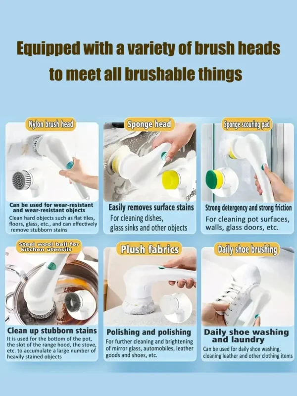 Multi-functional Electric Cleaning Brush for Kitchen and Bathroom - Wireless Handheld Power Scrubber for Dishes, Pots, and Pans - Image 2