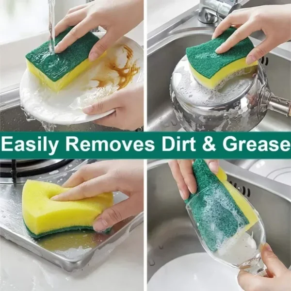 Highly Absorbent Cleaning Sponges Dish washing Magic Clean Pot Rust Stain Sponge Brush Kitchen Grease Cleaner Household Tools - Image 6