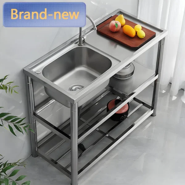 Stainless Steel Kitchen Gadgets Freestanding Outdoor Deep Commercial Sink Large Kitchen Garden Sink with Faucet Three packages